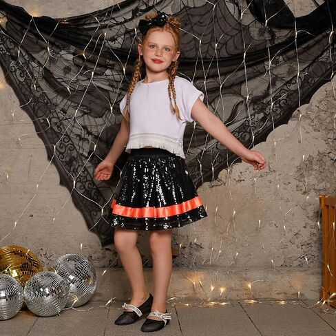 بيرفاشن بنات تنانير ترتر شورت مدمج شورت سباركلي سكورت معدني مع شريط شعر 4-15 سنة in Kuwait