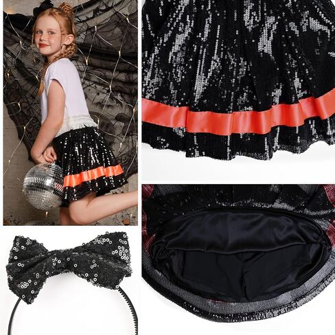 بيرفاشن بنات تنانير ترتر شورت مدمج شورت سباركلي سكورت معدني مع شريط شعر 4-15 سنة in Kuwait