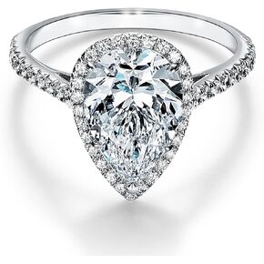 Luyona Moissanite Rings for Women 1 CT Pear Shaped Wedding Ring Engagement Rings for Women White Gold S925