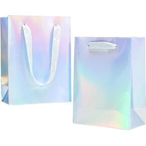 UnicoPak Iridescent Small Gift Bags Party Favor Bags, Holographic Bags Goodie Bags for Birthday, Wedding, Bridesmaid Gifts, 6x3.2x8 Inch 6 Pack