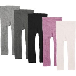 5 Pack Baby Little Girls Ankle Cable Knit Leggings Pants Kids Footless Tights Stocking