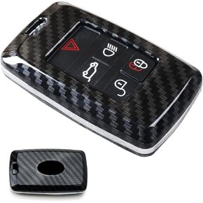 iJDMTOY Carbon Fiber Pattern Hard Plastic Key Fob Shell Compatible with 2018-up Land Rover Range Rover, Range Rover Sport or Discovery Intelligent Smart Key