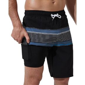 Arcweg Mens Swim Trunks with Compression Liner 2 in 1 9" Swimming Trunks Quick Dry Men's Swimwear for Surfing Summer Beach