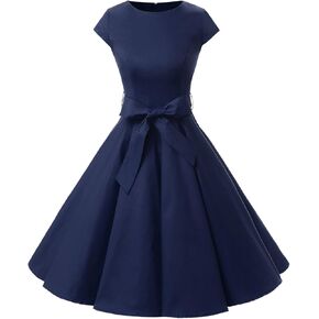 Dressystar النساء خمر 1950s ريترو روكابيلي حفلة موسيقية فساتين كاب الأكمام