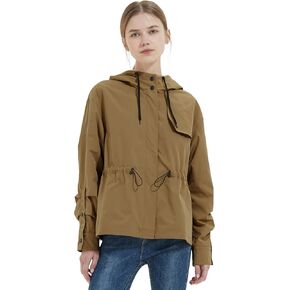 Orolay Women's Short Windproof Trench Coat Outdoor Lightweight Hooded Coat