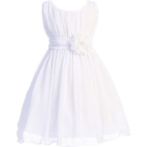 Little Girls Elegant Yoryu Wrinkled Chiffon Summer Flowers Girls Dresses