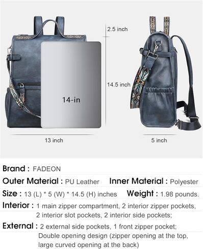 حقيبة ظهر نسائية من FADEON بتصميم حقيبة كتف للسيدات مصنوعة من الجلد النباتي وحقائب ظهر كبيرة للسفر للنساء باللون البني in Kuwait