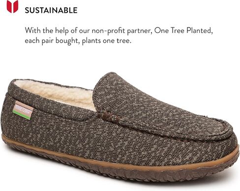 Minnetonka Men’s Eco Elm - Slip-On Casual Loafers Designed with Recycled Berber Lining, Removable Contoured Footbed, MinnTREAD Rubber with Rice Husk Sole, and Repurposed Fabric Upper in Kuwait