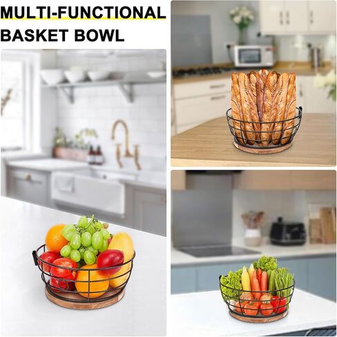 Livabber Countertop Fruit Basket Bowl with Banana Hanger, Modern Standing Fruit Vegetable Bowl Storage, with Banana Tree Holder for Kitchen Dinning Table (Round Marble, Black) in Saudi Arabia