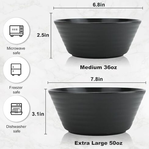 Wheat Straw Bowl Sets,6 PCS Unbreakable Cereal Bowl 36 OZ,Microwave and Dishwasher Safe Bowls,Soup Bowl Sets BPA Free Eco Friendly Bowl for Serving Soup,Oatmeal and Salad （Black Grey） in Saudi Arabia