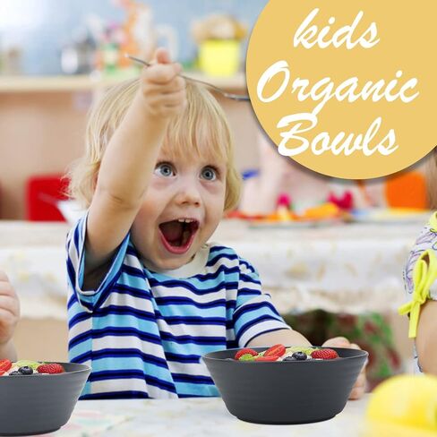 Wheat Straw Bowl Sets,6 PCS Unbreakable Cereal Bowl 36 OZ,Microwave and Dishwasher Safe Bowls,Soup Bowl Sets BPA Free Eco Friendly Bowl for Serving Soup,Oatmeal and Salad （Black Grey） in Saudi Arabia