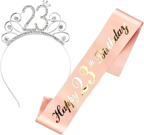 طقم تزيين عيد الميلاد 23 قطعة من الساتان ووشاح عيد الميلاد باللون الذهبي الوردي ومجموعة تاج من حجر الراين ومجموعة هدايا عيد الميلاد لوشاح عيد الميلاد الثالث والعشرين السعيد ومستلزمات حفلات التاج للنساء والفتيات in Kuwait