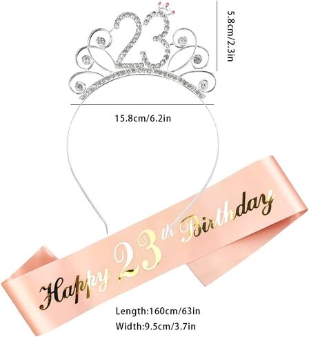 طقم تزيين عيد الميلاد 23 قطعة من الساتان ووشاح عيد الميلاد باللون الذهبي الوردي ومجموعة تاج من حجر الراين ومجموعة هدايا عيد الميلاد لوشاح عيد الميلاد الثالث والعشرين السعيد ومستلزمات حفلات التاج للنساء والفتيات in Kuwait