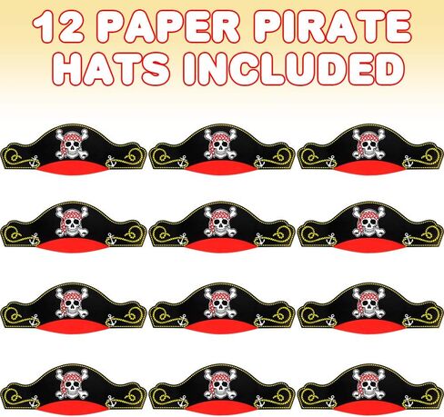 ArtCreativity Paper Pirate Party Hats for Kids, Set of 12, Pirate Party Supplies, Hats with Skull Wearing Red Bandana, Cool Pirate Birthday Party Favors, Goodie Bag Fillers for Kids and Adults in Saudi Arabia
