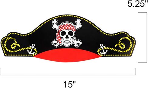 ArtCreativity Paper Pirate Party Hats for Kids, Set of 12, Pirate Party Supplies, Hats with Skull Wearing Red Bandana, Cool Pirate Birthday Party Favors, Goodie Bag Fillers for Kids and Adults in Saudi Arabia