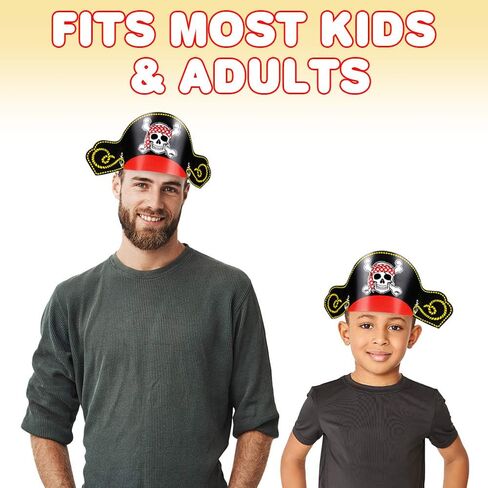 ArtCreativity Paper Pirate Party Hats for Kids, Set of 12, Pirate Party Supplies, Hats with Skull Wearing Red Bandana, Cool Pirate Birthday Party Favors, Goodie Bag Fillers for Kids and Adults in Saudi Arabia