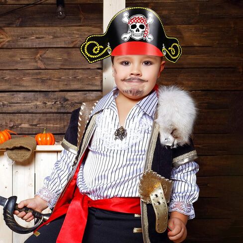ArtCreativity Paper Pirate Party Hats for Kids, Set of 12, Pirate Party Supplies, Hats with Skull Wearing Red Bandana, Cool Pirate Birthday Party Favors, Goodie Bag Fillers for Kids and Adults in Saudi Arabia