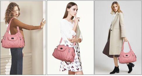 Angel Kiss Women Handbags Shoulder Bags Washed Leather Satchel Tote Bag Mutipocket Hobo Purse in Kuwait