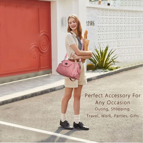 Angel Kiss Women Handbags Shoulder Bags Washed Leather Satchel Tote Bag Mutipocket Hobo Purse in Kuwait