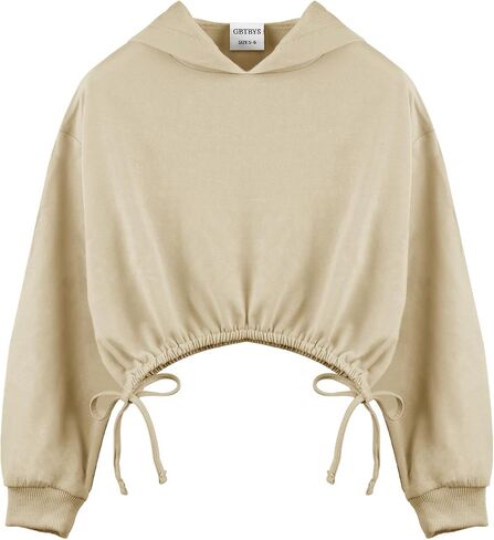 GBTBYS Girls Crop Tops Hoodies Long Sleeve Cute Shirring Tied Design Dancing Fashion Pullover Sweatshirts for 5-14 Years in Kuwait