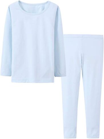 POBIDOBY Boys Girls Pajamas Set Cotton Little Kids Jammies Solid Long Sleeve T-Shirt and Pants in Kuwait