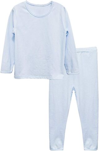 POBIDOBY Boys Girls Pajamas Set Cotton Little Kids Jammies Solid Long Sleeve T-Shirt and Pants in Kuwait