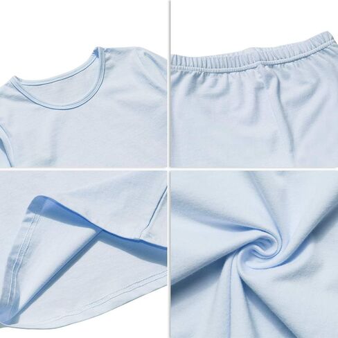 POBIDOBY Boys Girls Pajamas Set Cotton Little Kids Jammies Solid Long Sleeve T-Shirt and Pants in Kuwait