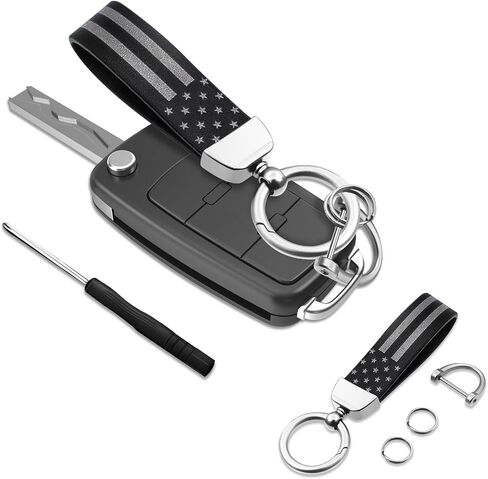 American Flag Car Keychain, Key Chain With Zinc Alloy D-Ring 360 Degree Rotatable, Universal Car Parts for Men Women (Black American flag silver) in Saudi Arabia