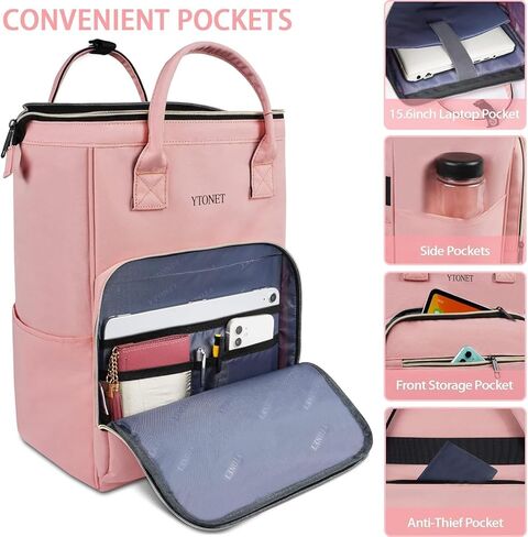 حقيبة ظهر Ytonet للكمبيوتر المحمول للنساء، حقيبة ظهر للسفر للكلية مع منفذ شحن USB تناسب كمبيوتر محمول مقاس 15.6 بوصة، حقيبة ظهر جامعية مقاومة للماء حقيبة حمل للمكتب/المعلم/العمل، رمادي in Kuwait