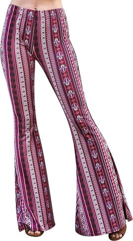 Daisy Del Sol High Waist Comfy Stretch Boho 70s Bell Bottom Fit to Flare Lounge Yoga Pants in Kuwait