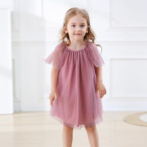 Toddler Girls Layered Tulle Sparkly Little Girl Princess Dress Tutu Dresses Short Sleeve Dresses for Birthday Photos Party in Saudi Arabia