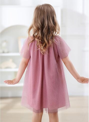 Toddler Girls Layered Tulle Sparkly Little Girl Princess Dress Tutu Dresses Short Sleeve Dresses for Birthday Photos Party in Saudi Arabia