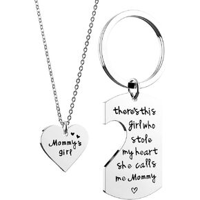 Family Matching Gifts for Daughter Dad Mom Sister Pendant Necklace Keychain Christmas Birthday Gifts