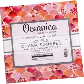 Christiane Marques Oceanica Charm Square 42 5-inch Squares Charm Pack Robert Kaufman CHS-1213-42, Assorted