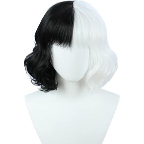 Linfairy Short Bob Harajuku Cosplay Wig Halloween Costume Diamond Wig for Women