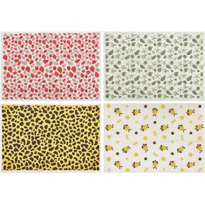 4 Styles Underglaze Transfers Ceramic Decals Bee Shell Strawberry Leopard Porcelain Ceramic Clay Glaze Transfer Paper Sheets for Pottery Art Overglaze Enamel Decal Waterslide Decal