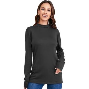 LE VONFORT Womens Mock Turtleneck Tops Long Sleeve Fleece Lined Lightweight Thermal Base Layer