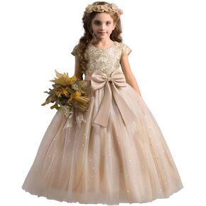 NNJXD Girl Sleeveless Embroidery Princess Pageant Dresses Kids Prom Ball Gown
