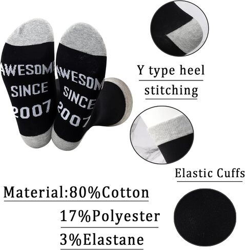 JXGZSO 17 Year Old Birthday Gift Legendary Since 2007 Socks Happy 17th Birthday Gifts Born In 2007 Gift 2007 Themed Gift in Saudi Arabia