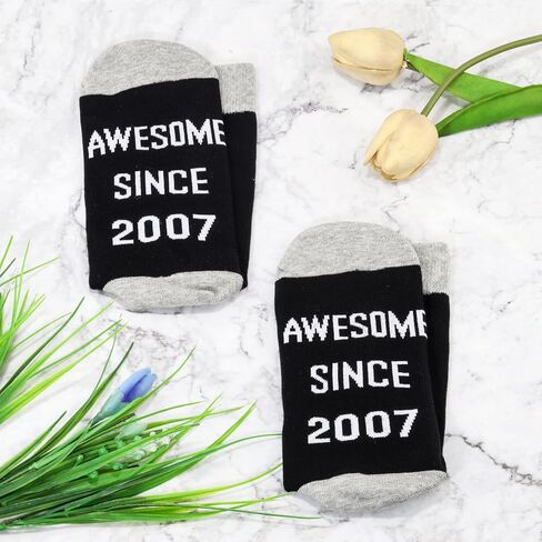 JXGZSO 17 Year Old Birthday Gift Legendary Since 2007 Socks Happy 17th Birthday Gifts Born In 2007 Gift 2007 Themed Gift in Saudi Arabia