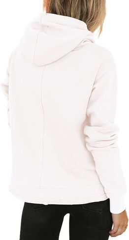KIRUNDO Women's Casual Cotton Long Sleeve Fleece Hoodies Sweatshirt 2023 Fall Winter Fashion Loose Drawstring Pullover in Saudi Arabia
