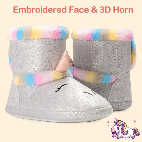 Girls Plush House Slippers Fluffy Sequin Slippers, Cute Faux Fur Slip-on Shoes Memory Foam House Slipper in Kuwait
