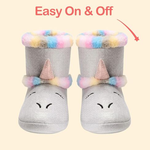 Girls Plush House Slippers Fluffy Sequin Slippers, Cute Faux Fur Slip-on Shoes Memory Foam House Slipper in Kuwait