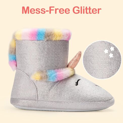 Girls Plush House Slippers Fluffy Sequin Slippers, Cute Faux Fur Slip-on Shoes Memory Foam House Slipper in Kuwait