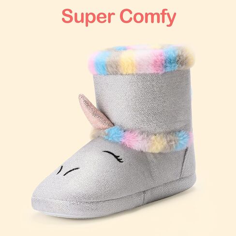 Girls Plush House Slippers Fluffy Sequin Slippers, Cute Faux Fur Slip-on Shoes Memory Foam House Slipper in Kuwait