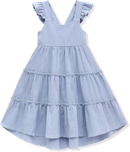 Hipea Toddler Baby Girls' Dresses Outfits Sleeveless Backless Colour Block Dress Kids Casual Beach Dresses in Saudi Arabia