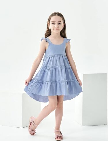 Hipea Toddler Baby Girls' Dresses Outfits Sleeveless Backless Colour Block Dress Kids Casual Beach Dresses in Saudi Arabia