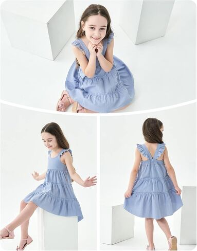 Hipea Toddler Baby Girls' Dresses Outfits Sleeveless Backless Colour Block Dress Kids Casual Beach Dresses in Saudi Arabia