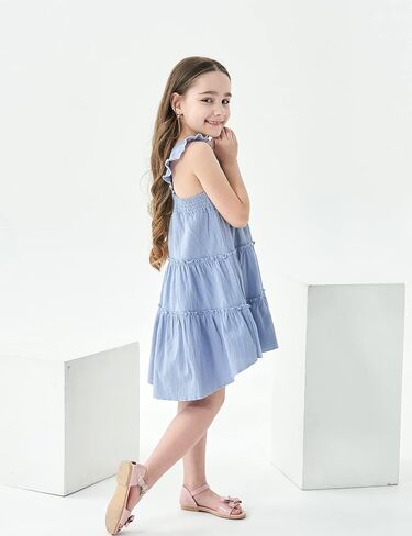 Hipea Toddler Baby Girls' Dresses Outfits Sleeveless Backless Colour Block Dress Kids Casual Beach Dresses in Saudi Arabia