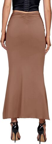 Umenlele Women's Casual High Waist Ruched Stretchy Bodycon Long Maxi Skirt in Saudi Arabia